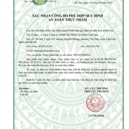 Mensterona - Tăng chất lượng tinh trùng, Giảm dị dạng, Tăng thụ thai.