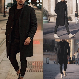Mens Overcoat Coat Single Breasted Lapel Mens Business Winter Trench Parka Jacket Overcoat Outwear Men Fashion