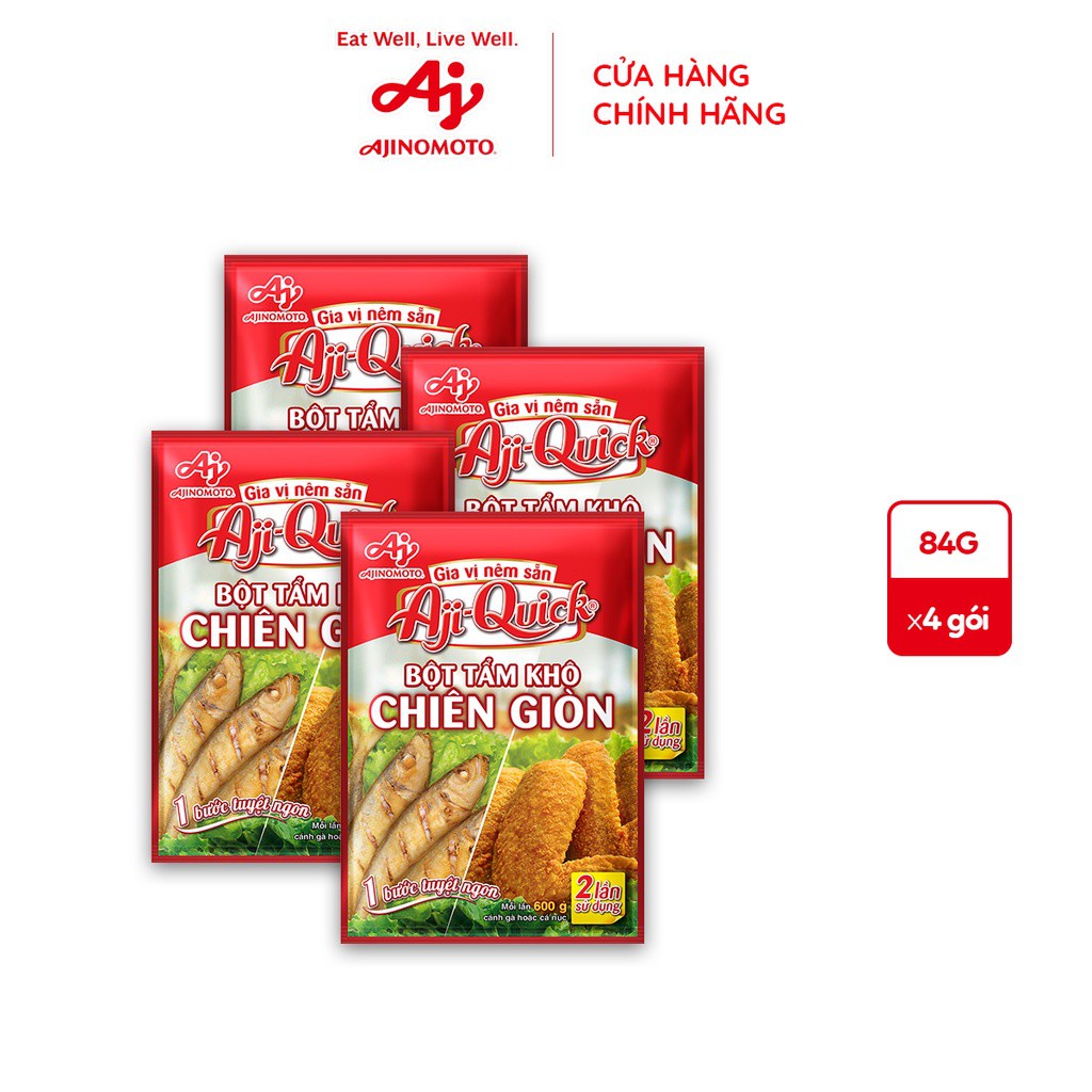 Combo 4 gói Aji-Quick Bột Tẩm Khô Chiên Giòn (84g/gói).HSD 30/12/2022