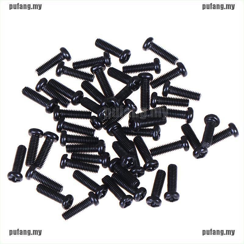 Set 50 đinh vít đầu dẹt bằng thép không gỉ M3 Mini màu đen