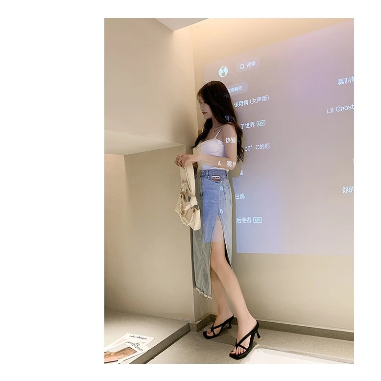 PAMELA - Guốc kẹp ngón nữ quai mảnh gót nhọn 7p mũi vuông Sành Điệu - G37