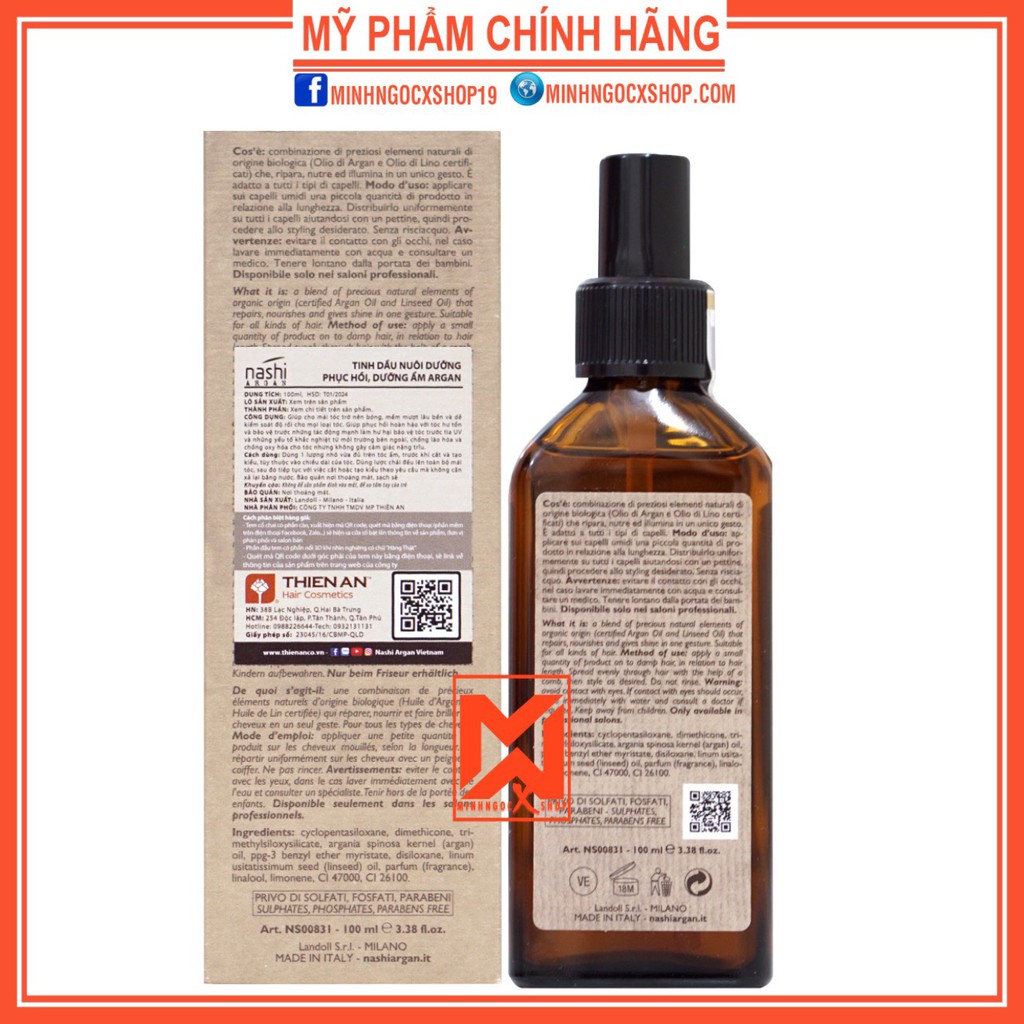 ✅[RẺ VÔ ĐỊCH] TINH DẦU DƯỠNG TÓC NASHI ARGAN OIL 30-100ML CHÍNH HÃNG