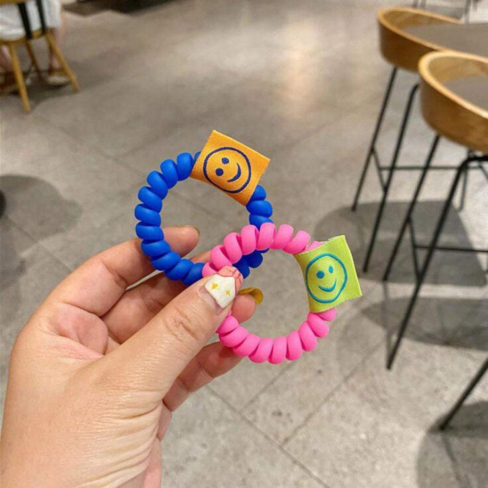 Dây Buộc Tóc Co Giãn Họa Tiết Mặt Cười Phong Cách Hàn Quốc Độc Đáo Cho Nữ Giá Đỡ