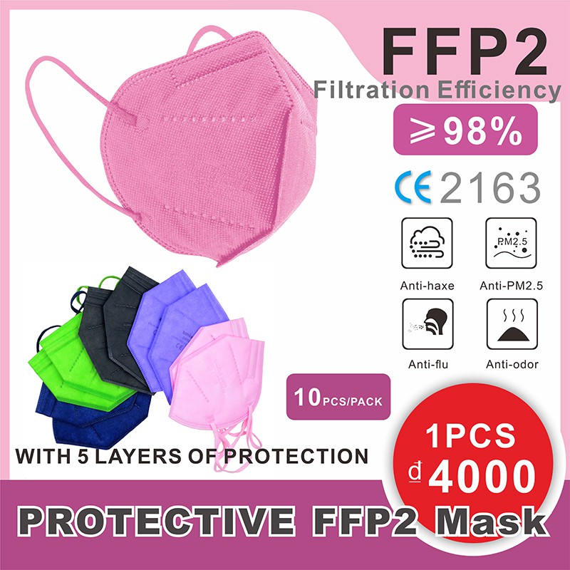 Nhiều màu Khẩu trang N95 KN95 FFP2 [5 lớp vải lọc] mask against PM2.5 fine dust kháng khuẩn