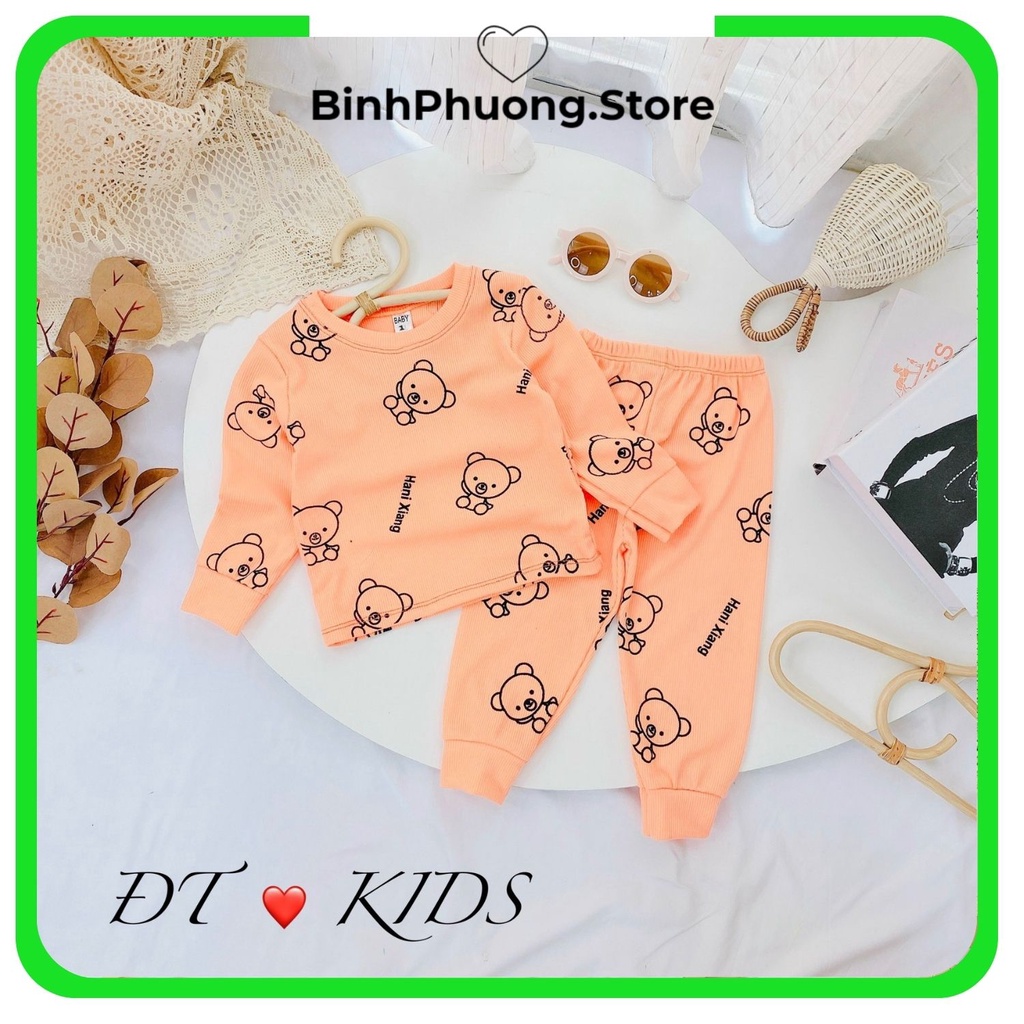 Bộ Len Tăm Gấu Dài Tay Thu Đông Cho Bé Trai Gái Minky Mom Binhphuong.store