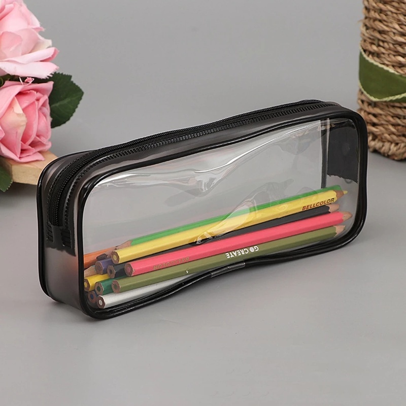 1 Túi Đựng Bút Bằng Pvc Trong Suốt Sức Chứa Lớn Có Khóa Kéo Đa Năng Chất Lượng Cao