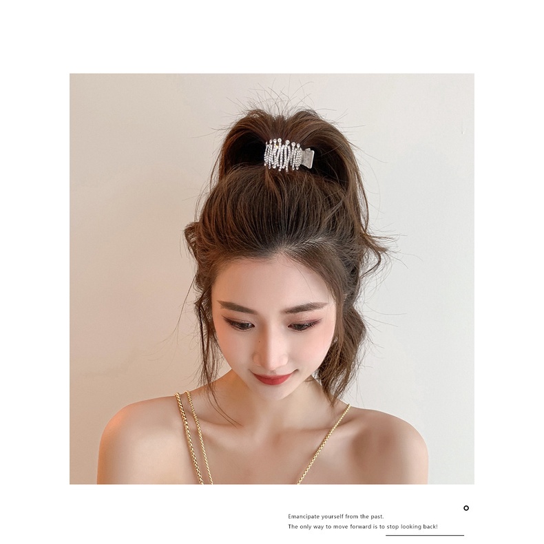 Dụng Cụ Kẹp Đuôi Ngựa Hình Tai Mèo Đính Đá Lấp Lánh Cho Nữ