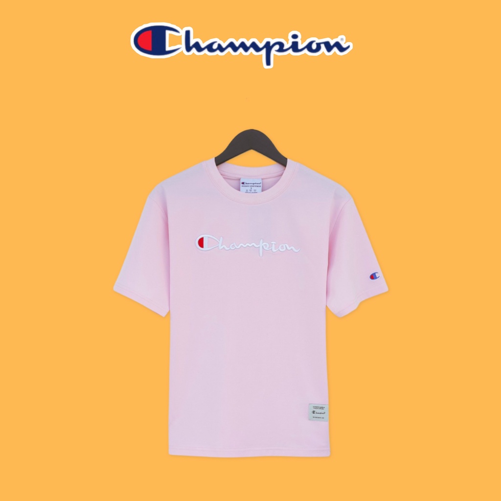 Áo thun tay lỡ Champion Logo thêu  , Áo thun Unisex tay lỡ nam nữ chất Cotton 100%