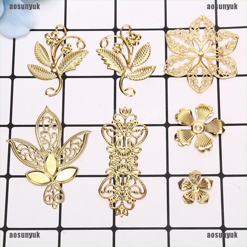Set 50 lá kim loại hình lá phong cách vintage dùng làm đồ thủ công diy
