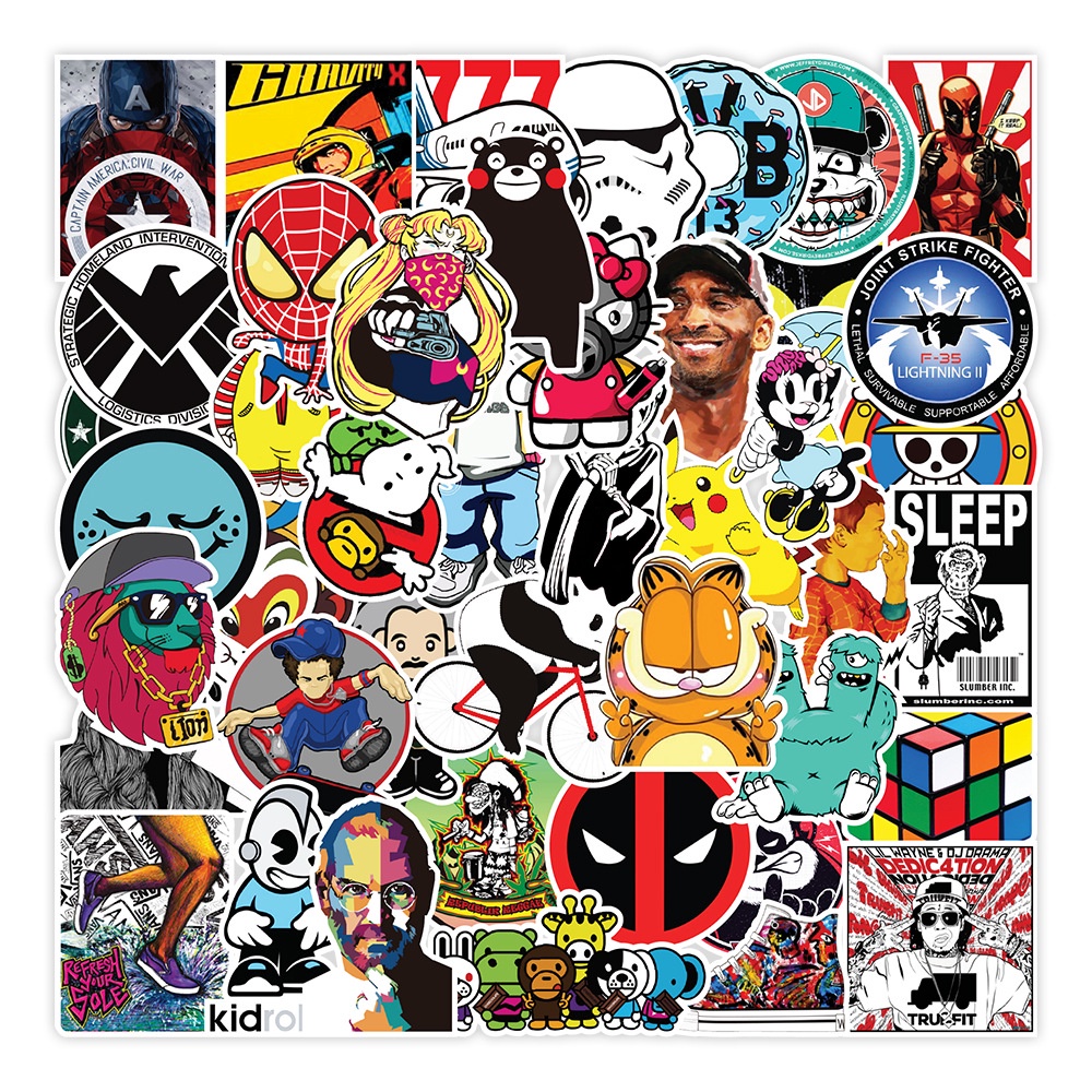 100 Sticker HOẠT HÌNH ANIME dán mũ bảo hiểm Sticker chống nước dán laptop, điện thoại, đàn guitar, mũ bảo hiểm, vali
