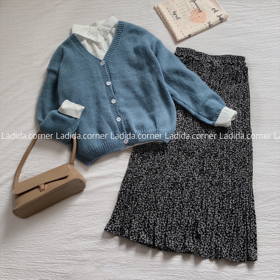 Set áo khoác len cardigan nữ hàn quốc vintage ulzzang ( hình thật)- có sẵn