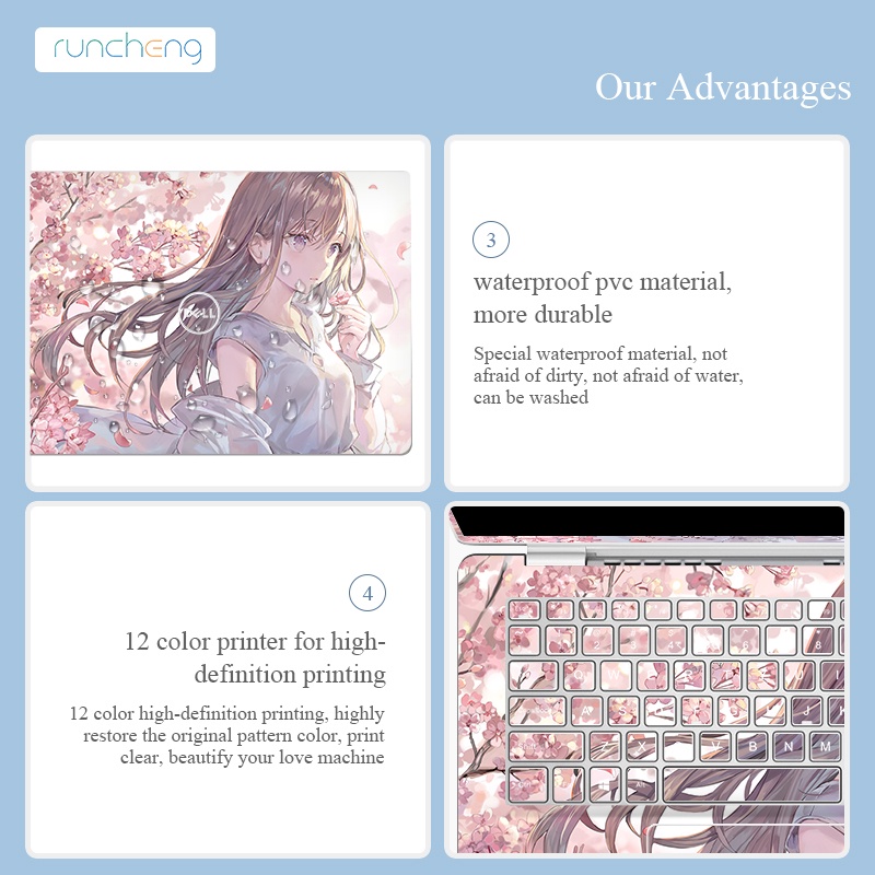 Nhãn dán Anime Girl trang trí Dell Inspiron 15 5000 VOSTRO13 Latitude 3330/7300/3511/7501/E6420/G3 3579/5300/XPS 14Z