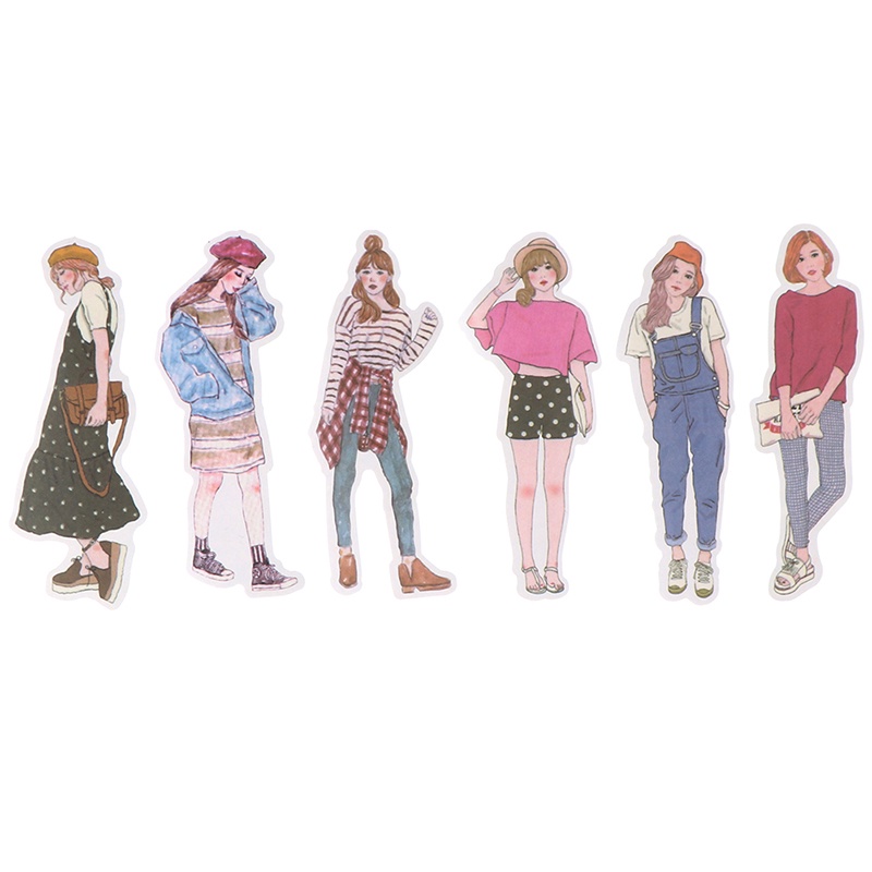 Bộ 100 Miếng Dán Trang Trí Sổ Tay Hình Cô Gái Đáng Yêu Thời Trang