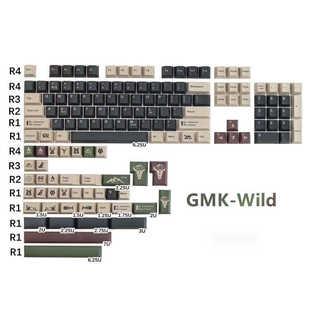 Keycap PBT GMK Wild Bộ Nút Bấm Bàn Phím Cơ Keycaps Nhuộm Màu Phong Cách Retro Cá Tính