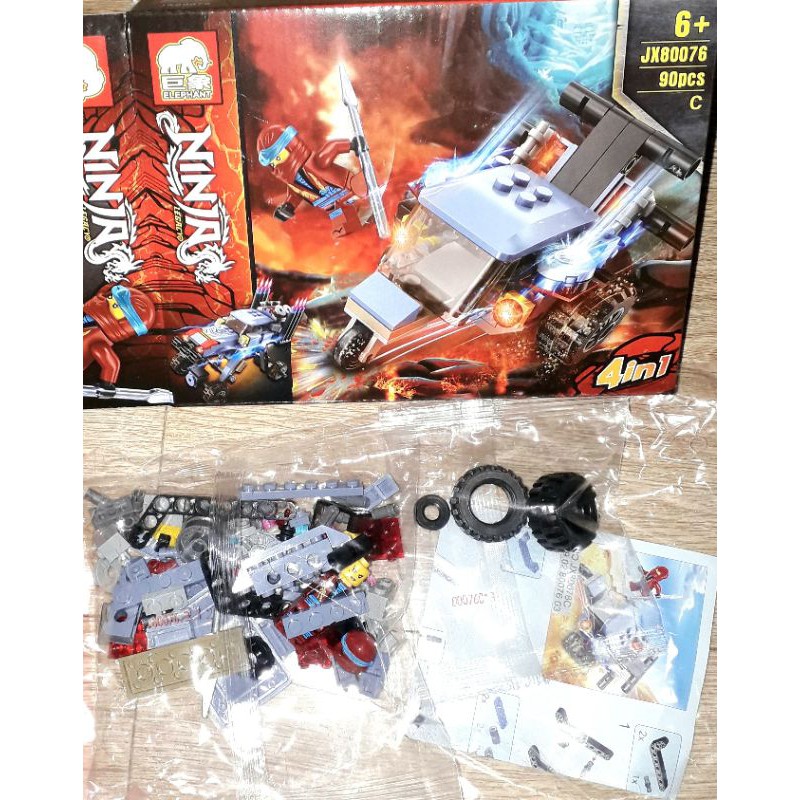Lắp ráp 1 hộp LegoNinja Xe chiến đấu JX80076 có nhiều chi tiết bằng nhựa
