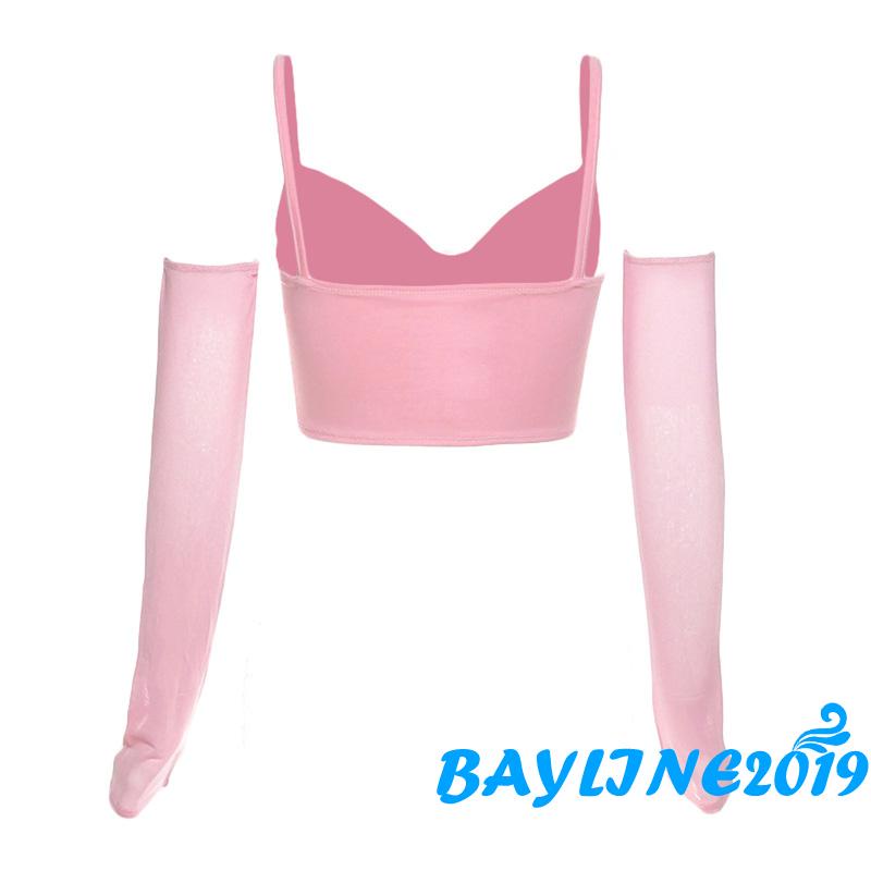 Áo croptop hai dây cổ chữ V tay lửng màu trơn đơn giản dành cho nữ