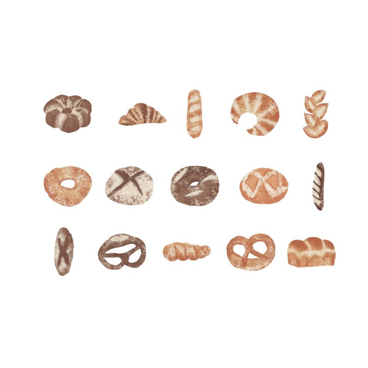 Hộp 45 miếng sticker mẫu bánh mì the bread