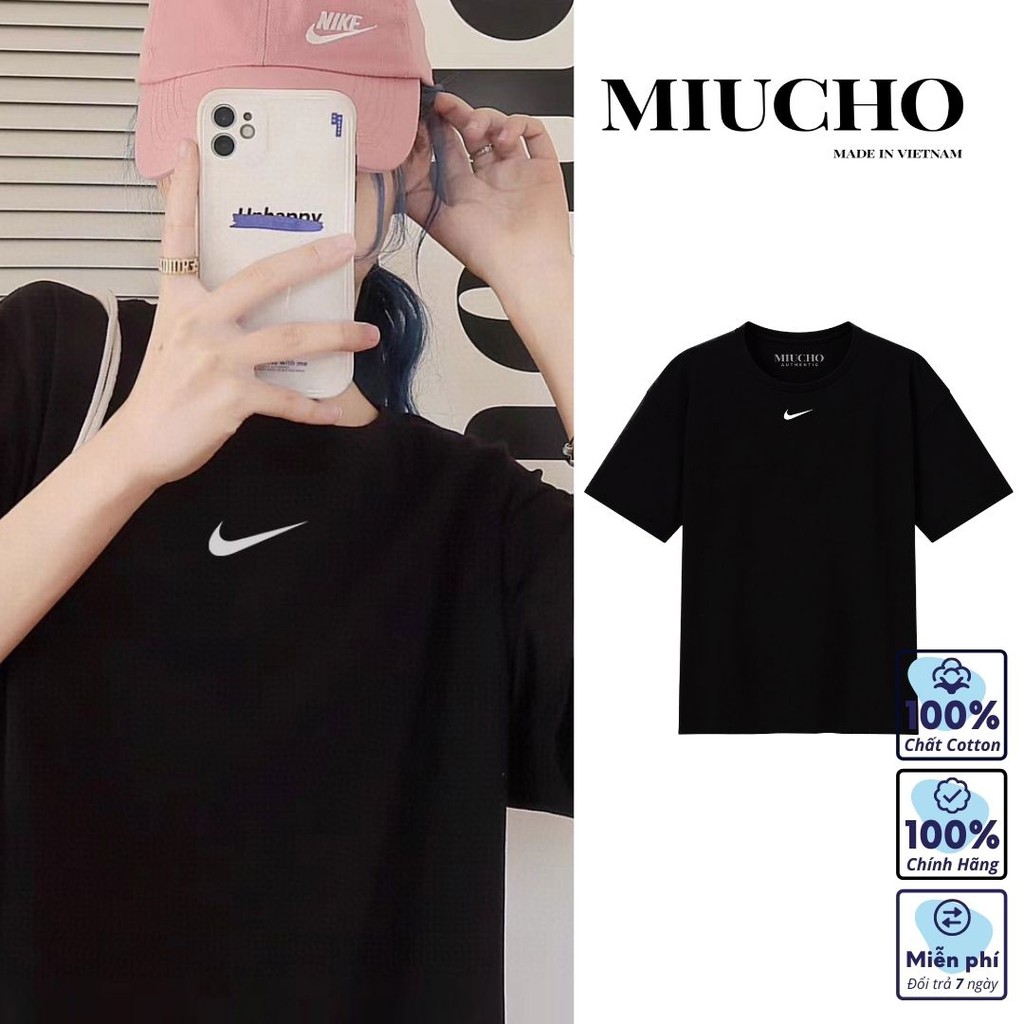 Áo phông nữ form rộng tay lỡ unisex đẹp, áo thun nữ form rộng tay lỡ unisex cotton hàn quốc AT067 Miucho in logo