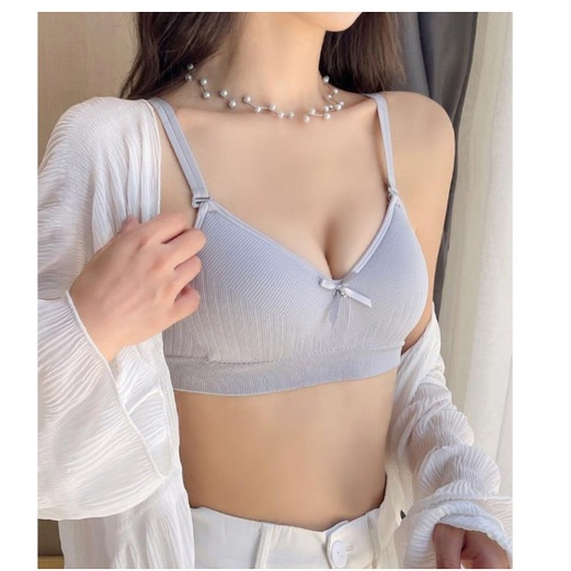 Áo lót bầu không gọng đệm mỏng êm mềm, Áo bralette cài sau dây quai mảnh tháo được tiện lợi