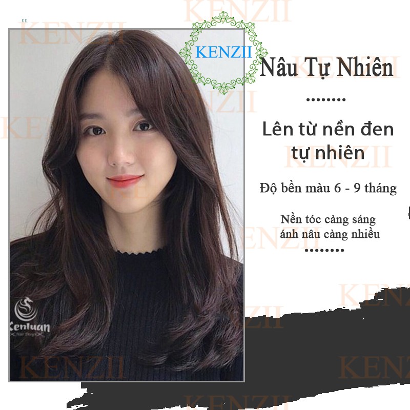 Thuốc Nhuộm Tóc Màu Nâu Tự Nhiên Hàn Quốc Kenzii Lên Từ Nền Đen ( Tặng Trợ Nhuộm )