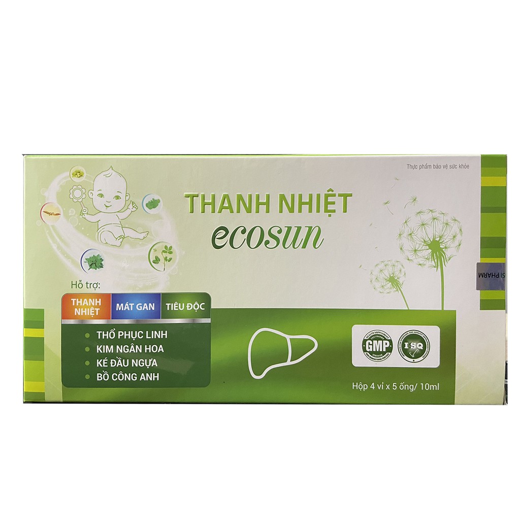 Thực phẩm bảo vệ sức khỏe Thanh Nhiệt ECOSUN giải độc, mát gan - Hộp 20 ống