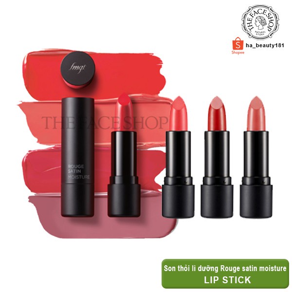 Son thỏi dưỡng ẩm môi mịn mượt như nhung có nhiều màu đẹp sang trọng The Face Shop fmgt Rouge Satin Moisture 3.6g