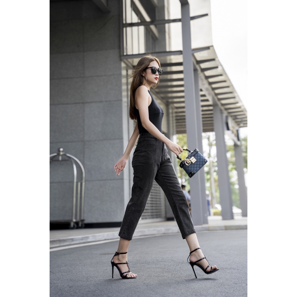 Quần Jeans Masara kiểu dang BAGGY CUT OUT hoạ tiết MÀU XÁM chuẩn phom chuẩn dáng