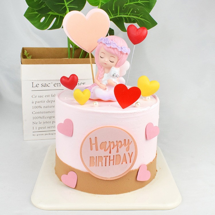 tượng em bé trang trí bánh [FREESHIP❤️] bé gái nguyệt quế ngồi ôm thỏ