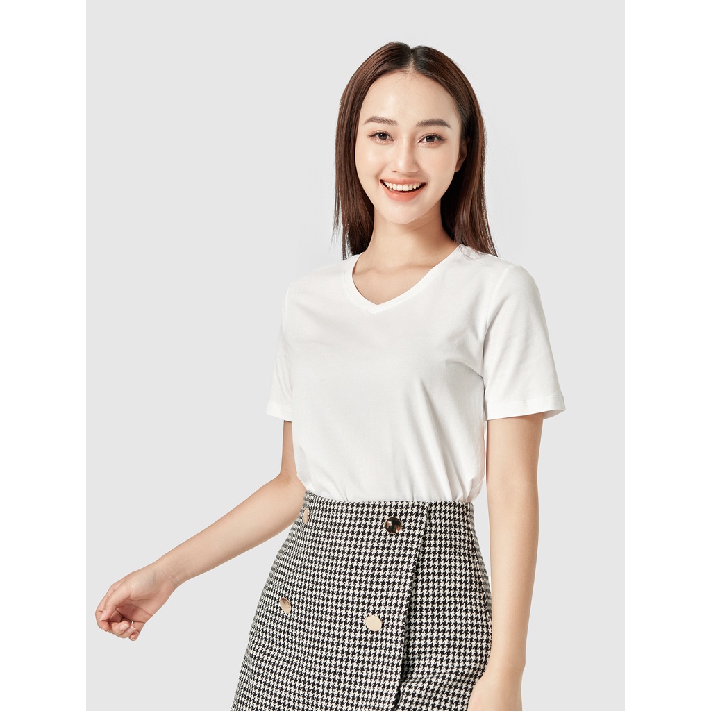 Áo phông nữ CANIFA cotton trơn cổ tim cộc tay kiểu dáng basic cơ bản màu trắng đen hồng đỏ xanh - 6TS22A002 | WebRaoVat - webraovat.net.vn