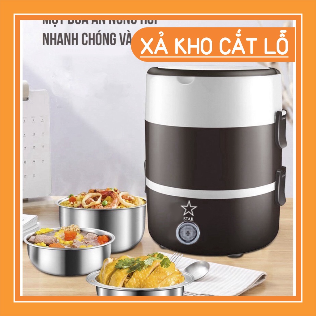 Hộp cơm Văn phòng cắm điện inox 3 tầng | Hâm nóng | Cà mèn đựng cơm | Cặp lồng BTU Mart