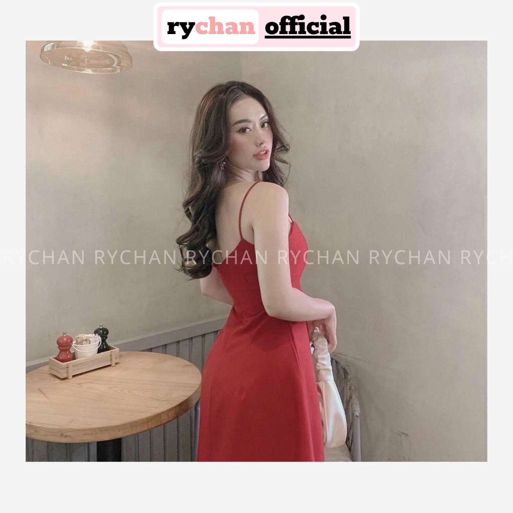 Đầm Xòe Midi 2 Dây Chiết Eo Dự Tiệc 2 Màu  - DX0054