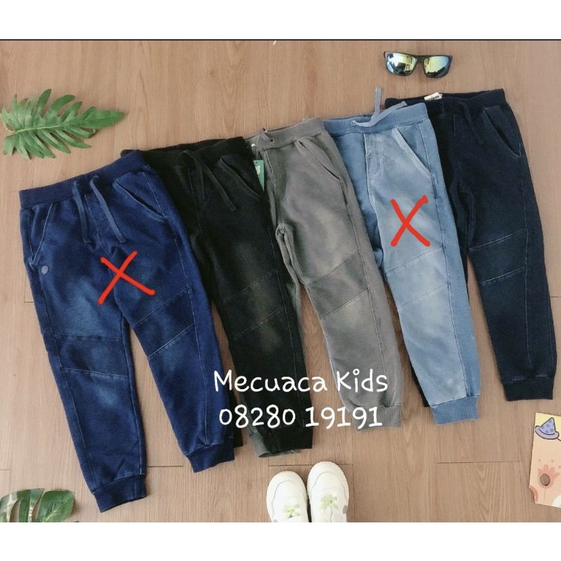 [4-7y] Quần dài thu đông da cá giả jean co giãn xuất dư xịn cho bé trai form to