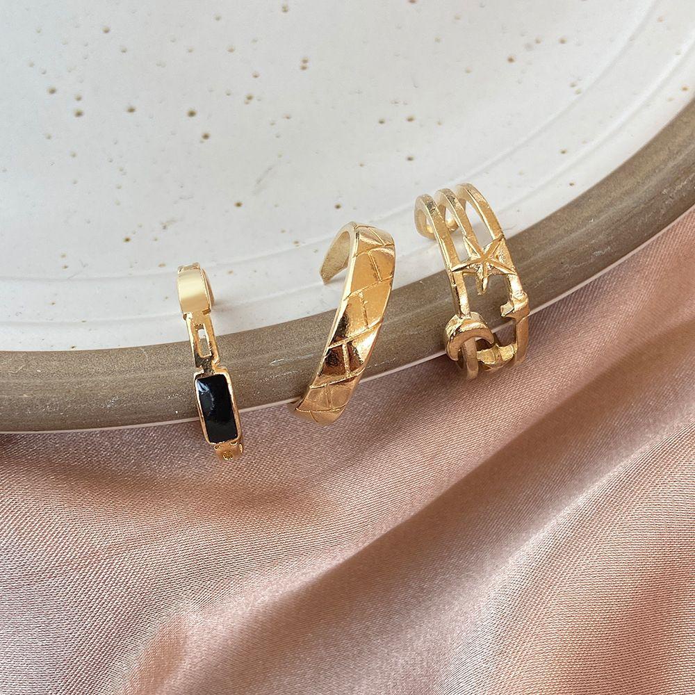 Set 3 / 5 Nhẫn Hở 26EDIE Hình Ngôi Sao Có Thể Điều Chỉnh Kích Cỡ|Nhẫn Hợp Kim Thiết Kế Độc Đáo Thời Trang Cho Nam Nữ