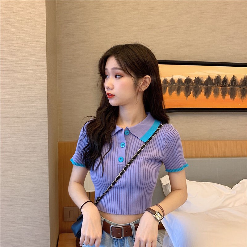 Áo Sweater Dệt Kim Cổ Polo Màu Sắc Đơn Giản Phong Cách Hàn Quốc Size 38-55kg | BigBuy360 - bigbuy360.vn