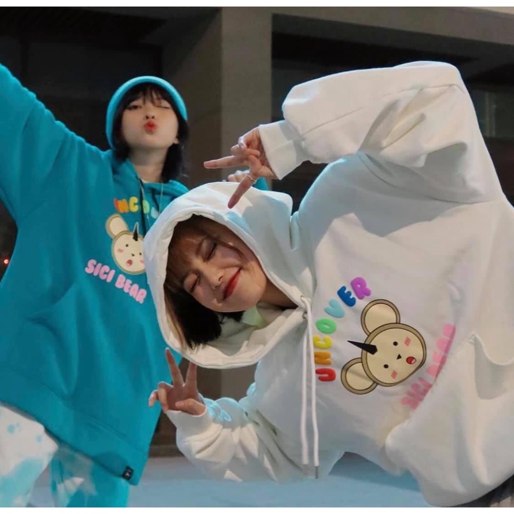 Áo hoodie Uncover SiCi Gấu Full Tag Trắng Đen
