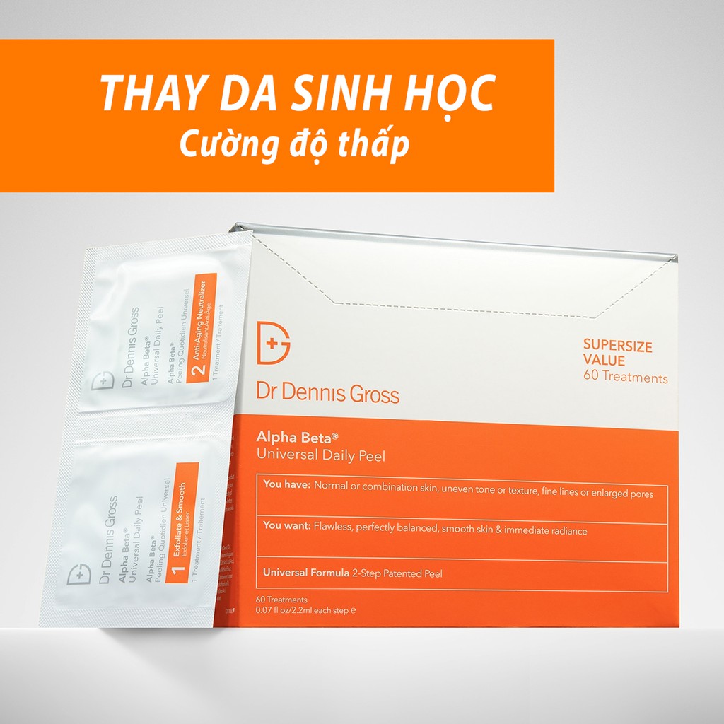 [30 set và 60 set] Thay da sinh học cường độ nhẹ Dr Dennis Gross Skincare Alpha Beta Universal Daily Peel