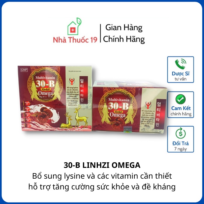 (HỘP 100v) MULTI VITAMIN 30B LINHZI OMEGA  Bổ Sung Lysine Và Vitamin Thiết Yếu, Hỗ Trợ Tăng Cường Sức Khỏe Và Đề Kháng