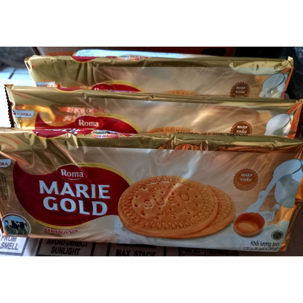 Bánh quy sữa Roma Marie Gold 3 gói x 120g date 10.2022