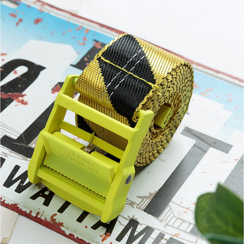 Long-term spot off ow yellow belt17ss white industrial style canvas thêu belt tide