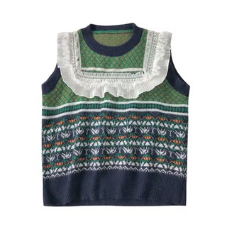Áo len cổ ren vintage