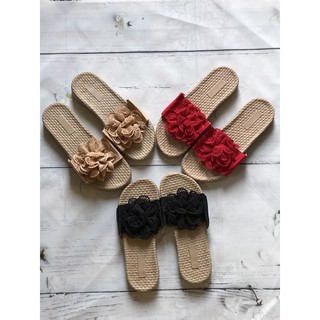 Dép cói quai ngang bông đẹp phù hợp thời trang đi biển dã ngoại