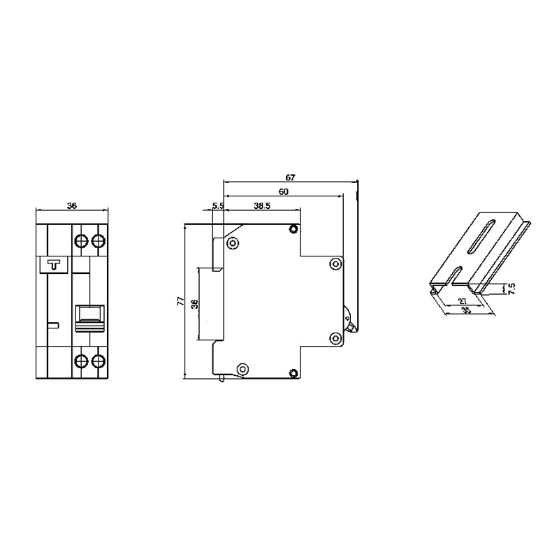 ♡ ♡ DPNL 16A 230V 50Hz/60Hz 1 P+N Residual Current Circuit Breaker RCBO