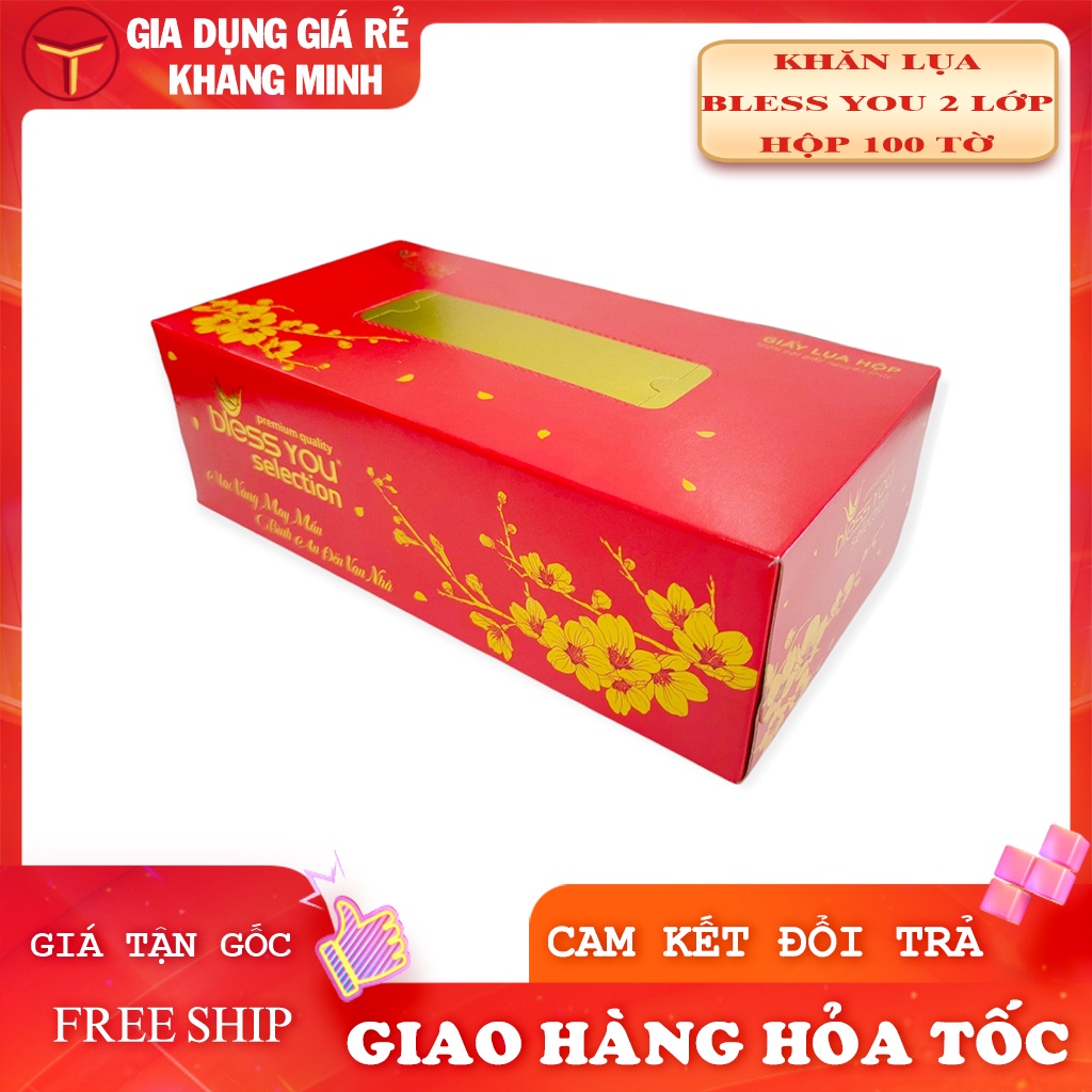 Khăn Giấy Lụa Hộp Bless You 2 Lớp Cao Cấp 100 Tờ