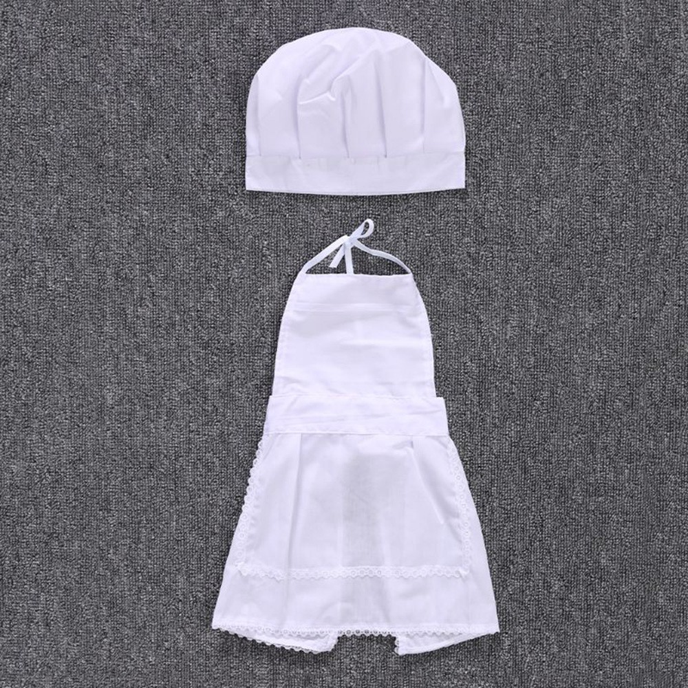 Bộ Trang Phục Đầu Bếp Vải Cotton Pha Màu Trắng Cho Bé Sơ Sinh