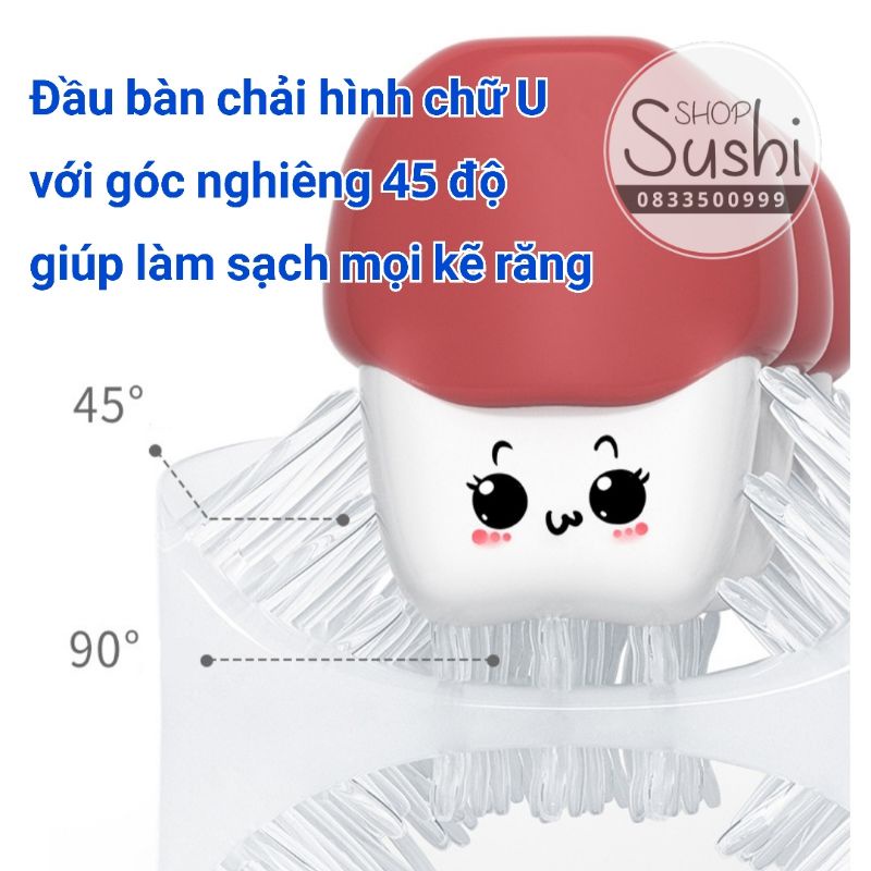 (FreeShip) Bàn chải đánh răng điện chữ U trẻ em