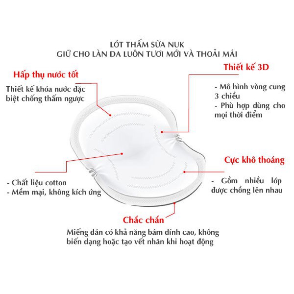 [Chính Hãng] Lót thấm sữa cotton NUK - miếng lót thấm sữa Nuk