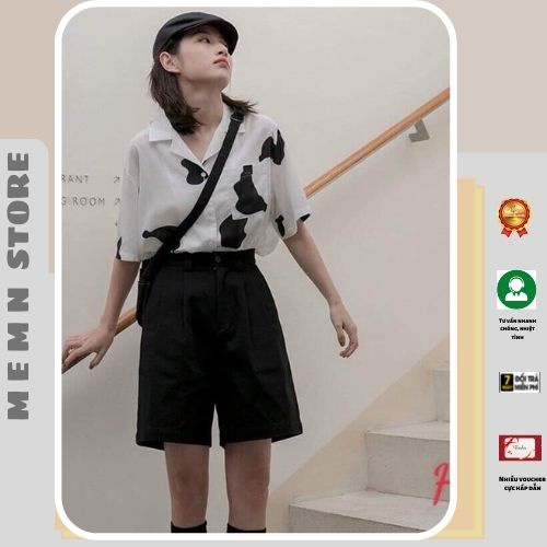 Áo sơ mi bò sữa form rộng vải đẹp, trẻ trung, mát mẻ, thấm hút mồ hôi MEMN 996