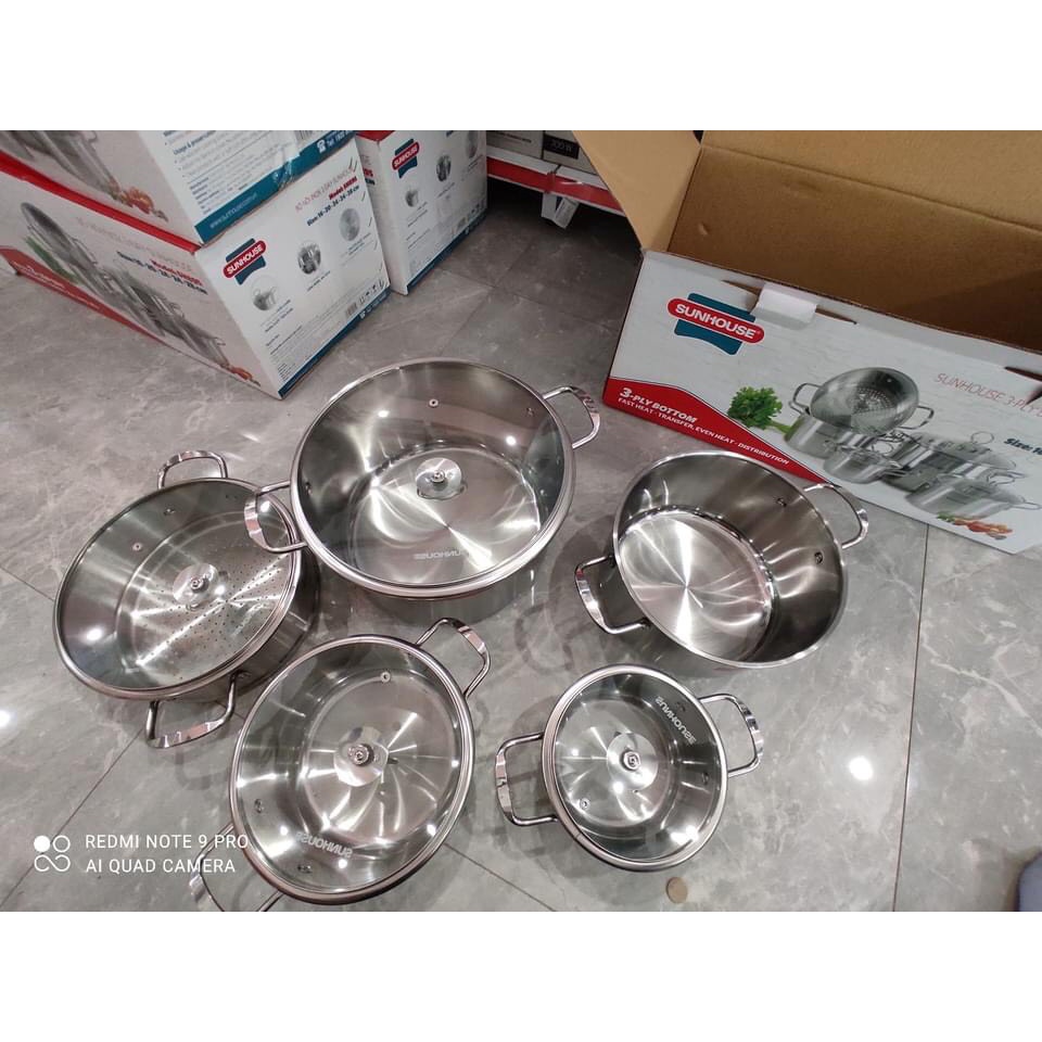 Bộ nồi inox 3 đáy SUNHOUSE SH895
