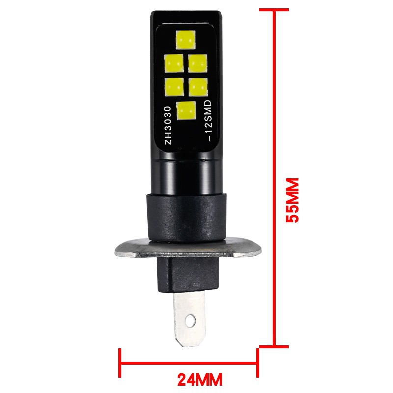 2 Bóng đèn led sương mù H1 12v-24v 12smd 3030 chip W5W194 cho xe hơi