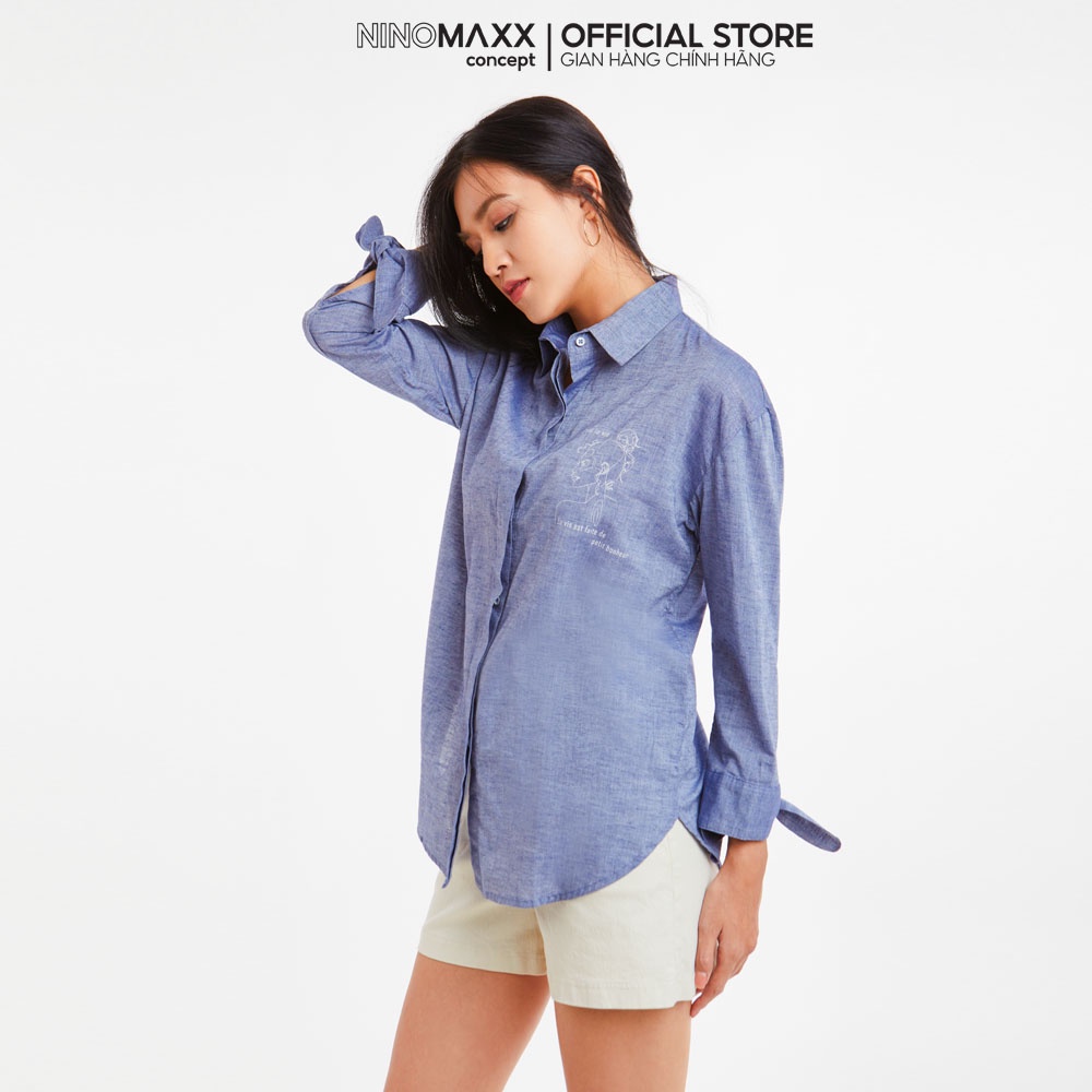 N&amp;M Áo Sơ Mi Nữ tay dài 100% Cotton 2002009